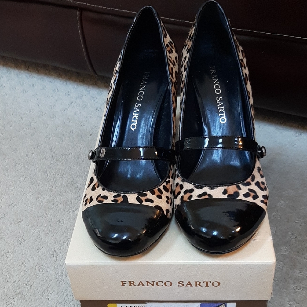 Franco Sarto 9M Women's Leopard Print Mary Jane Pumps